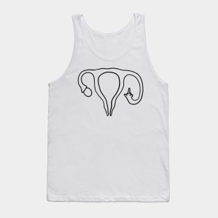 Middle finger uterus lineart black Tank Top